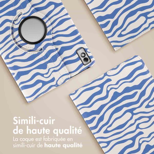 imoshion Coque tablette Design rotatif à 360° Lenovo Tab M10 5G - White Blue Stripes