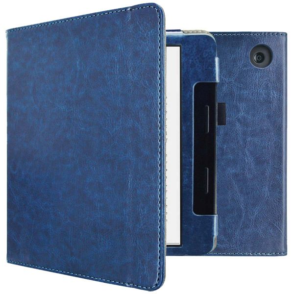 imoshion Étui de liseuse portefeuille en cuir végan Kobo Sage / Tolino Epos 3 - Bleu foncé