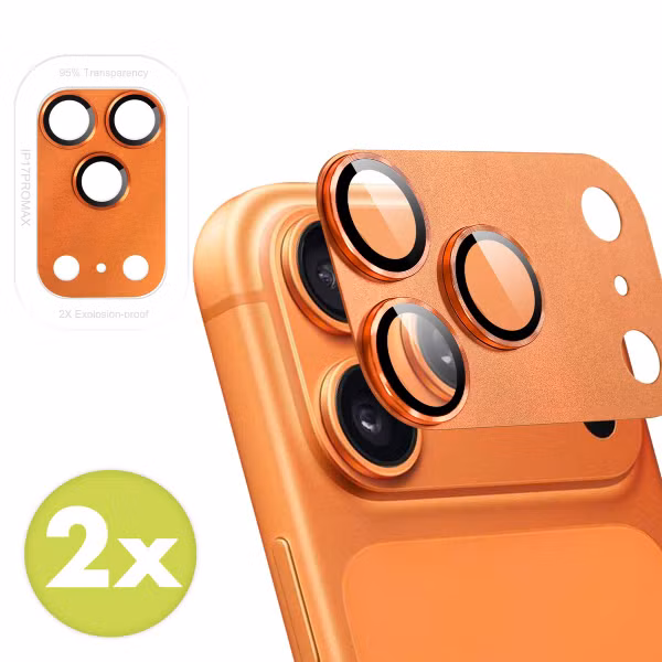 imoshion Protection Caméra en verre trempé 2 Pack Apple Apple iPhone 17 Pro Max - Cosmic Orange