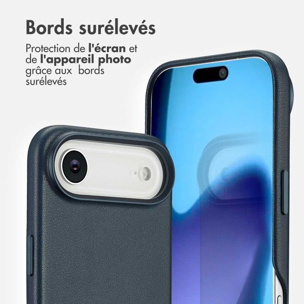 Accezz Coque arrière en cuir avec MagSafe Apple iPhone Air - Nightfall Blue