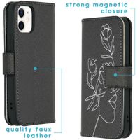 imoshion Coque silicone design iPhone 12 Mini - Woman Flower Black