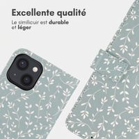 imoshion Étui de télephone portefeuille Design Apple iPhone 13 - Smoke Green Flowers