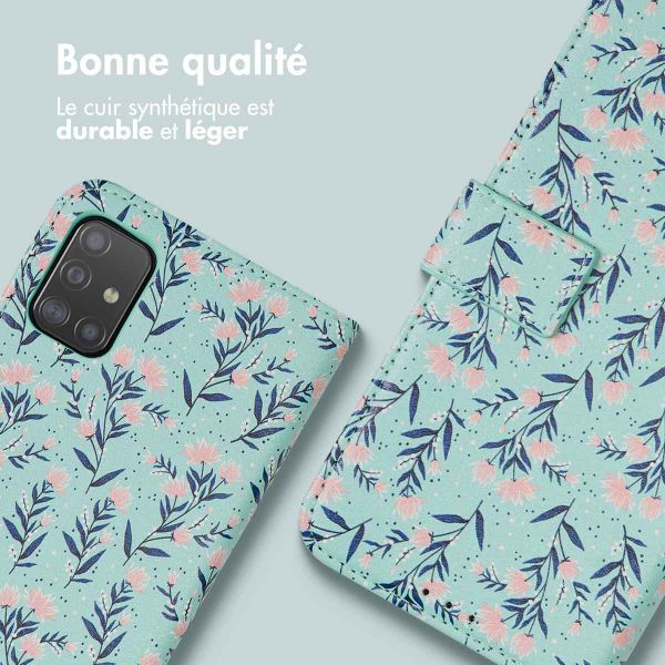 imoshion Étui de télephone portefeuille Design Samsung Galaxy A51 - Blue Flowers