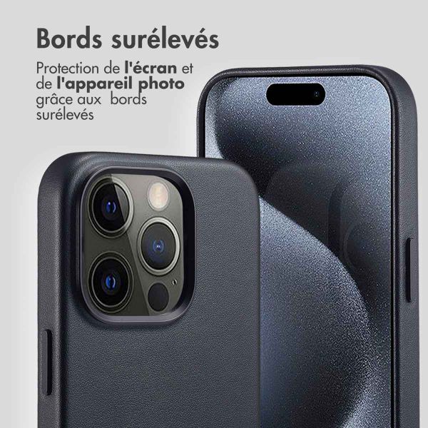 Accezz Coque arrière en cuir avec MagSafe Apple iPhone 15 Pro - Onyx Black