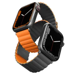 Uniq Bracelet Revix réversible Apple Watch Series 1 t/m 11 / SE / Ultra (44/45/46/49 mm) - Charcoal (Grey/Orange)