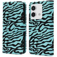 imoshion Étui de télephone portefeuille Design Xiaomi Redmi Note 13 (5G) - Black Blue Stripes
