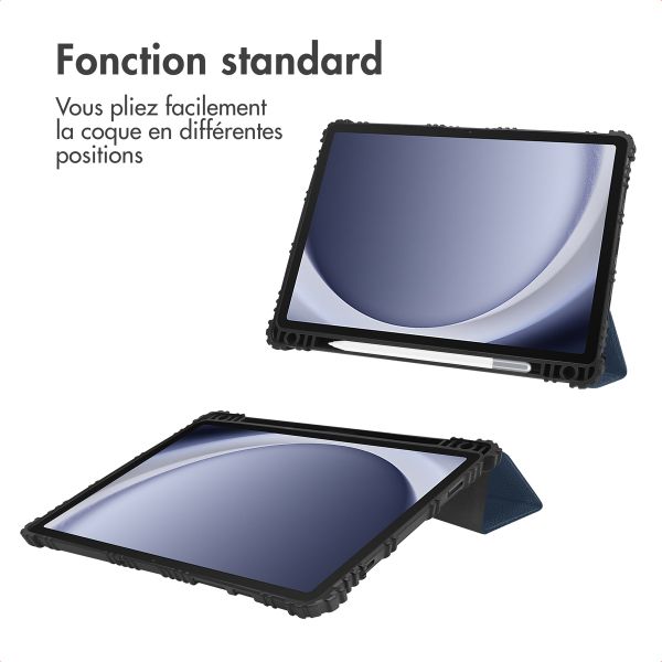 Accezz Coque tablette Rugged Trifold Samsung Galaxy Tab A9 Plus - Bleu foncé