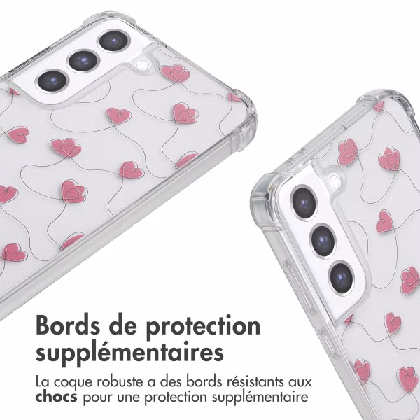 imoshion Coque Design avec cordon Samsung Galaxy S21 FE - Dusty Rose Connected Hearts