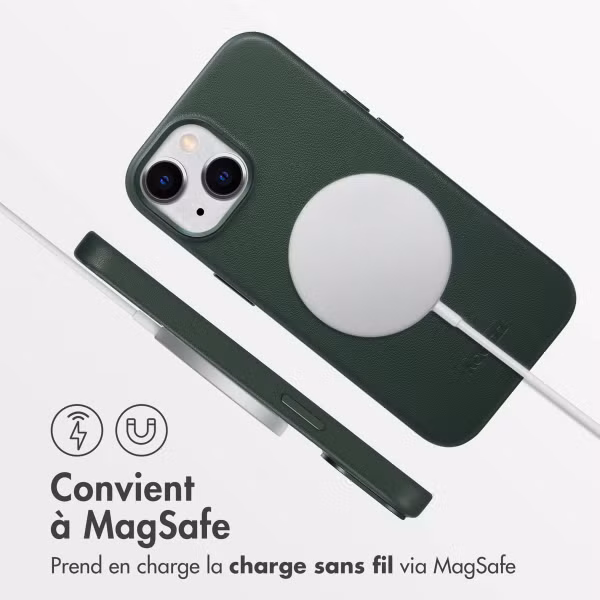 Accezz Coque arrière en cuir avec MagSafe Apple iPhone 15 - Cedar Green