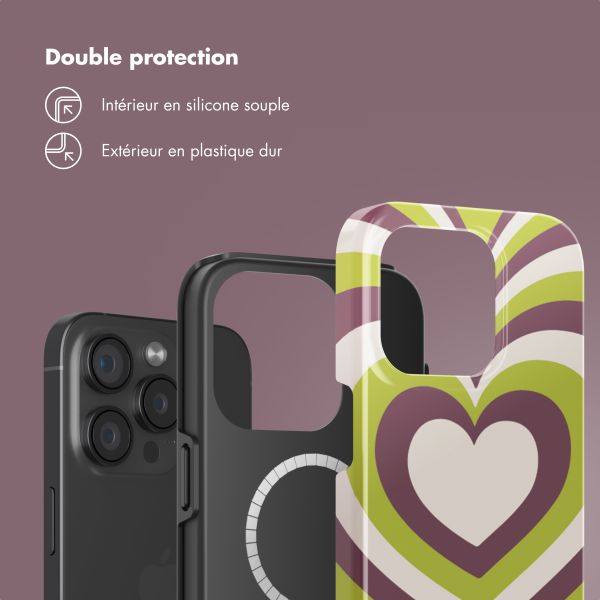 Selencia Coque arrière Vivid avec MagSafe Apple iPhone 15 Pro - Double Hearts Plum Fern