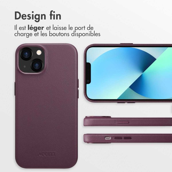 Accezz Coque arrière en cuir avec MagSafe iPhone 13 - Heath Purple