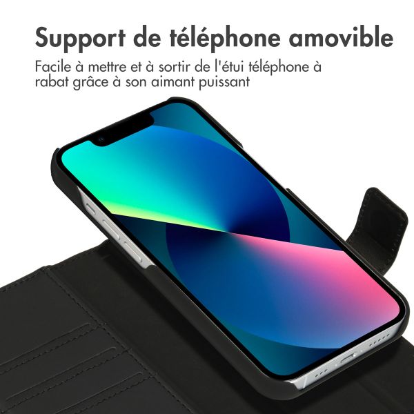 Accezz Étui de téléphone portefeuille en cuir de qualité supérieure 2 en 1 iPhone 13 Mini - Noir