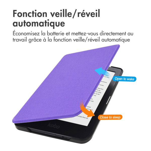 imoshion Étui de liseuse portefeuille Canvas Sleepcover Kobo Clara HD - Violet