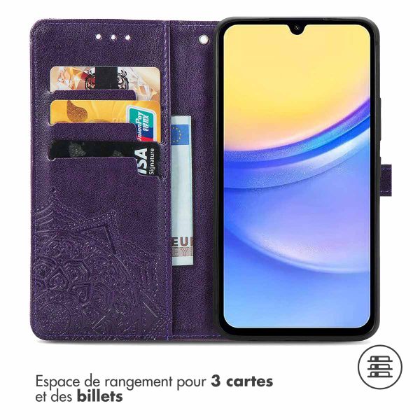 imoshion Etui de téléphone portefeuille Mandala Samsung Galaxy A15 (5G/4G) - Violet