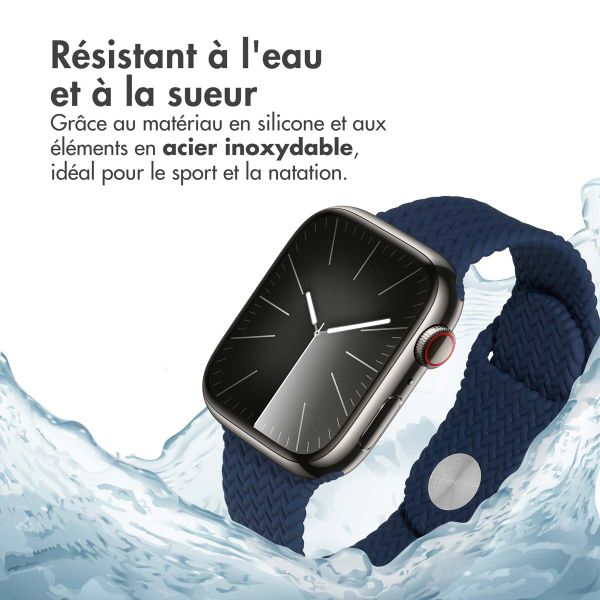 imoshion Bracelet tressé en silicone Apple Watch Series 1 t/m 9 / SE (38/40/41 mm) | Series 10 / 11 (42 mm) - Bleu foncé