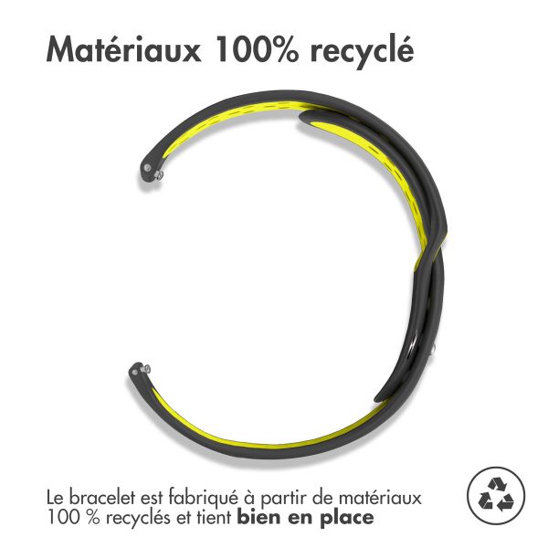 imoshion Bracelet sportif en silicone - Connexion universelle de 20 mm - Noir / Néon Jaune