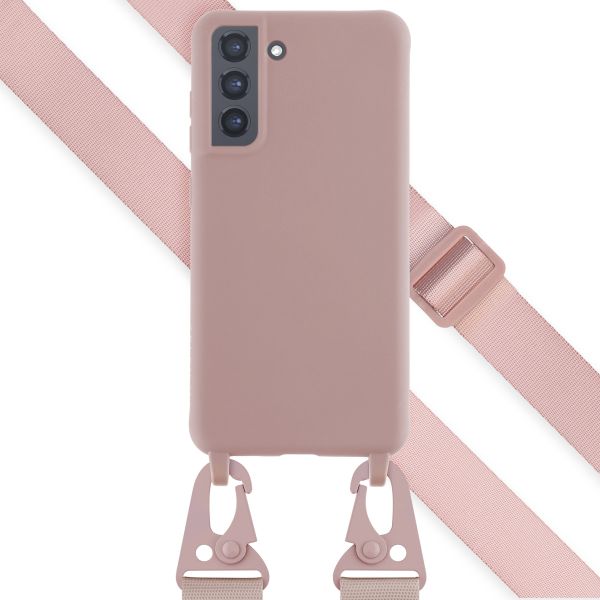 Selencia Coque silicone avec cordon amovible Samsung Galaxy S21 FE - Sand Pink