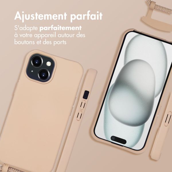 imoshion Coque arrière Color avec cordon amovible et MagSafe Apple iPhone 15 - Nude