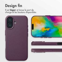 Accezz Coque arrière en cuir avec MagSafe Apple iPhone 16 - Heath Purple