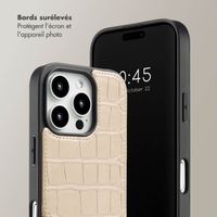 Selencia Coque Croco avec cordon et porte-cartes Nova iPhone 16 Pro - Beige