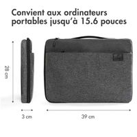 imoshion Pochette ordinateur 15-16 pouces - Pochette ordinateur avec poignée - Convient aux ordinateurs portables jusqu'à 15,6 pouces - Gris