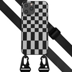 Selencia Coque design en silicone avec cordon amovible Apple iPhone 12 Pro Max - Irregular Check Black