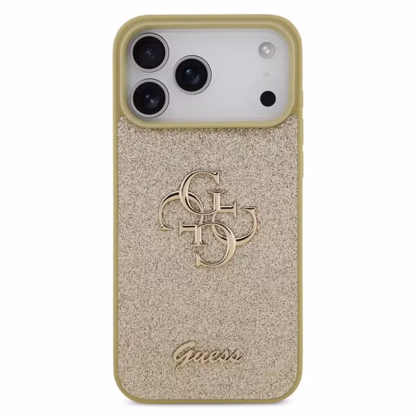 Guess Coque 4G Metal Logo Glitter Apple iPhone 17 Pro - Doré