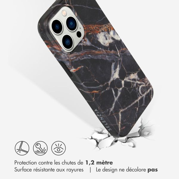 Selencia Aurora Coque Fashion iPhone 14 Pro Max - ﻿Coque durable - 100 % recyclée - Marbre Noir