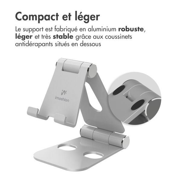 imoshion Support téléphone de bureau en aluminium - Réglable - Universel - Argent