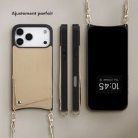 Selencia Coque de télephone Nova avec cordon et porte-cartes Apple iPhone 17 Pro Max - Beige