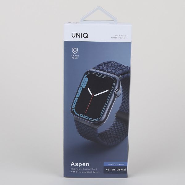 Uniq Bracelet tressé Aspen Apple Apple Watch Series 1 á 9 / SE (38/40/41 mm) | Series 10 (42 mm) - Bleu Oxford