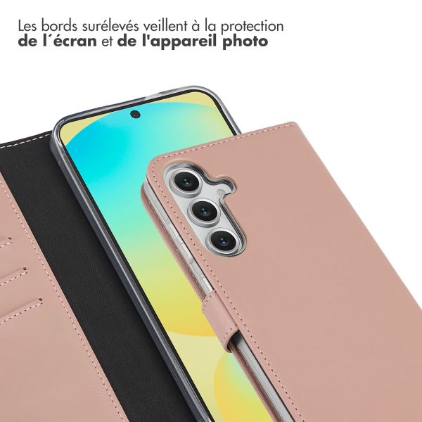 Selencia Étui portefeuille en cuir véritable Samsung Galaxy S25 FE - Dusty Pink