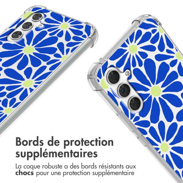 imoshion Coque Design avec cordon Samsung Galaxy A54 (5G) - Cobalt Blue Flowers Connect