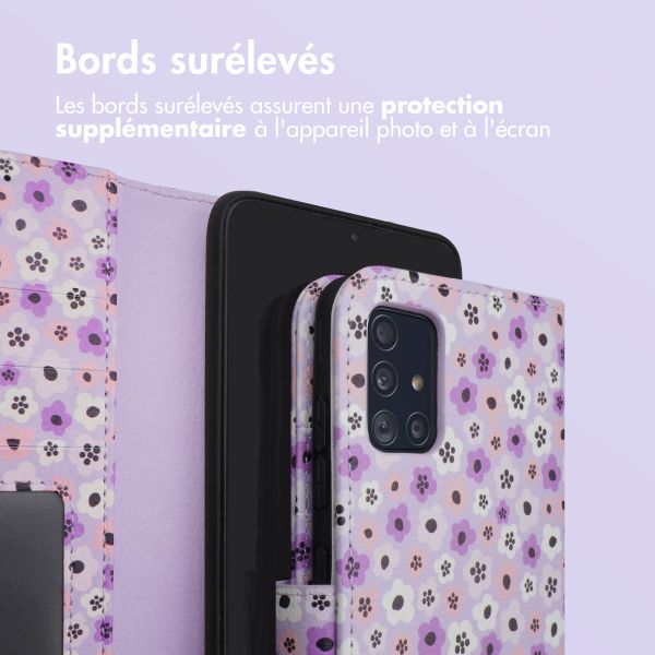 imoshion ﻿Étui de téléphone portefeuille Design Samsung Galaxy A51 - Purple Flowers