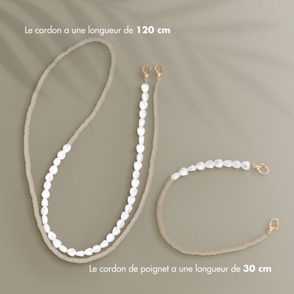 Selencia Ensemble de cordons pour téléphone avec perles et élastiques - Greige