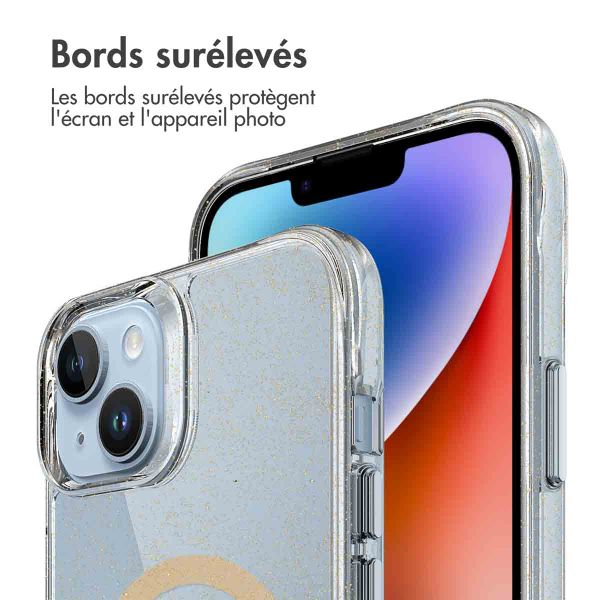 imoshion Coque arrière transparente Pailletée avec MagSafe Apple iPhone 14 - Doré