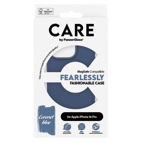 CARE by PanzerGlass Coque Fashion MagSafe iPhone 16 Pro - Bleu