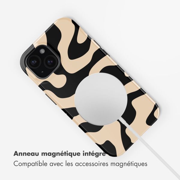 Selencia Coque arrière Vivid avec MagSafe Apple iPhone 15 - Art Wave Black