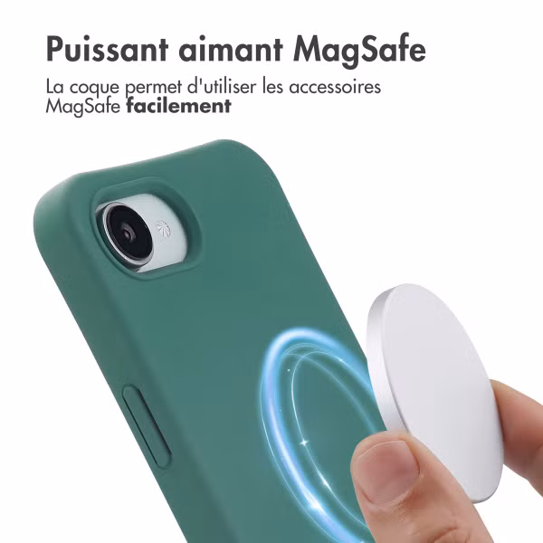 imoshion Coque arrière Color avec cordon amovible et MagSafe Apple iPhone 16e - Vert foncé