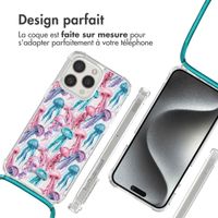 imoshion Coque Design avec cordon Apple iPhone 15 Pro - Jellyfish Watercolor
