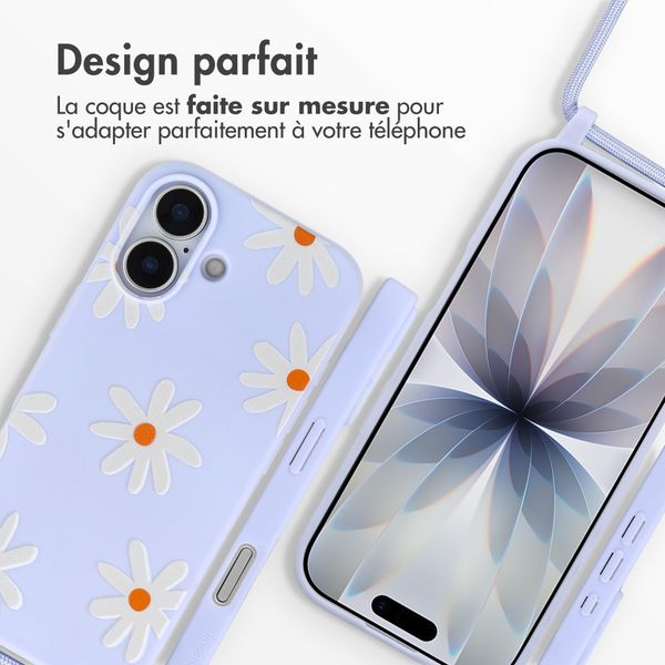 imoshion Coque design en silicone avec cordon Apple iPhone 17 - Lila Flower Distance