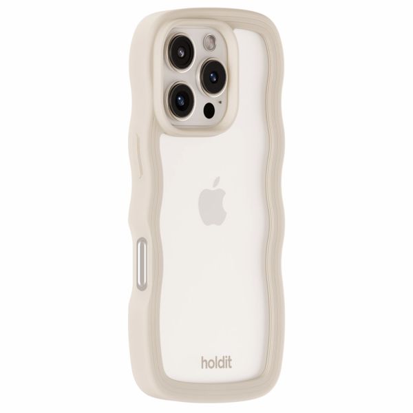 Holdit Coque Wavy iPhone 16 Pro - Light Beige / Transparent