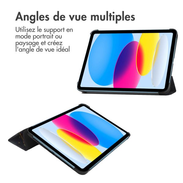 imoshion Coque tablette Trifold iPad 11 (2025) 11 pouces / iPad 10 (2022) 10.9 pouces - Black Marble