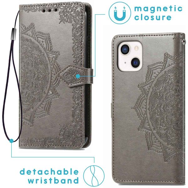 imoshion Etui de téléphone portefeuille Mandala iPhone 13 - Gris