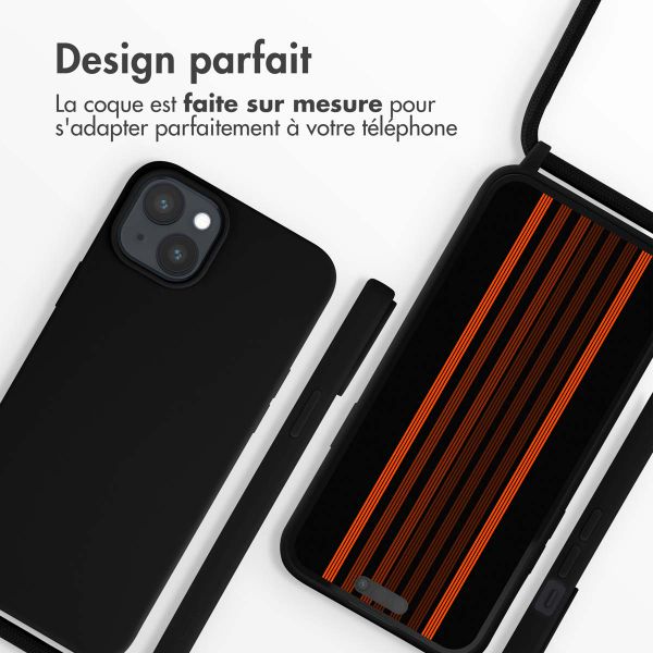 imoshion Coque en silicone avec cordon Apple iPhone 15 Plus - Noir