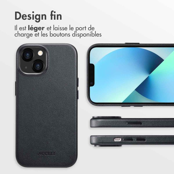 Accezz Coque arrière en cuir avec MagSafe iPhone 13 - Onyx Black