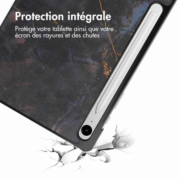 imoshion Coque tablette Design Trifold Samsung Galaxy Tab S9 11.0 pouces / Tab S10 FE / S9 FE 10.9 pouces - Black Marble