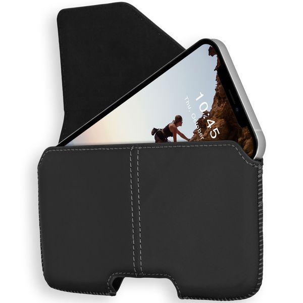 Accezz ﻿Coque de ceinture en cuir véritable - Taille XL - Noir