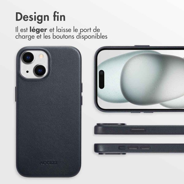 Accezz Coque arrière en cuir avec MagSafe Apple iPhone 15 - Onyx Black