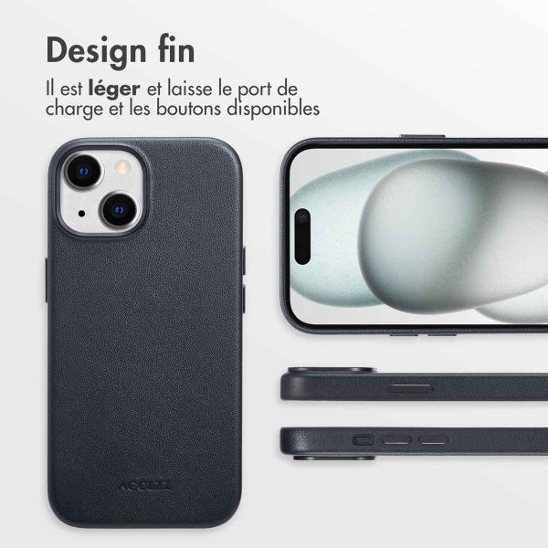 Accezz Coque arrière en cuir avec MagSafe iPhone 15 - Onyx Black